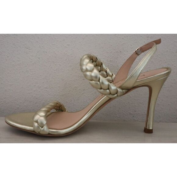 Kate Spade Womens 8.5B Pale Gold Saffron Metallic Leather Slingback Sandals - Picture 5 of 15